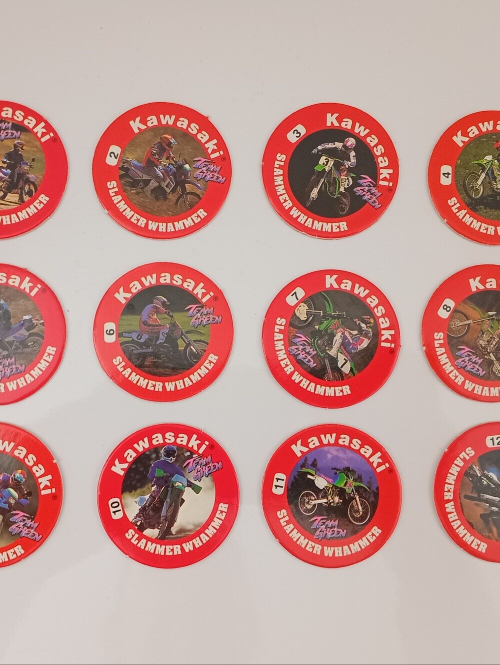 Vintage 1994 Kawasaki Team Green Slammer Whammers POG Set #1–12 Imperial
